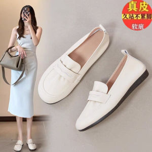 Comfortable Soft Leather Flat Bottom Single Shoes Womens Spring Autumn New Style Versatile Slip-On Anti-Slip Small Leather Shoes