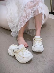 Summer Elevated Thick Sole Slip-resistant EVA Beaded Rhinestone Slippers