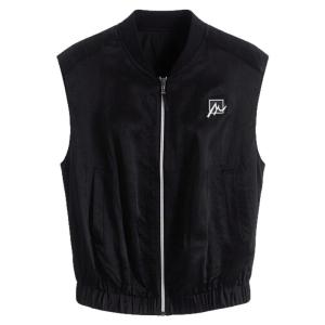 Elastic Hem Plain Zipper Sleeveless Slim Vest