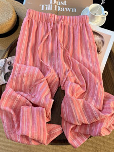 DUOFEIYAN | Laid-Back Red Striped Tied Loose and Flowing Wide Leg Pants