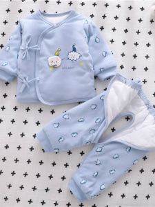 Newborn Baby Clothes Spring Autumn and Winter Thermal Clothes Cotton-Padded Jacket Newborn Baby Pure Cotton Gown Separates Suit Winter