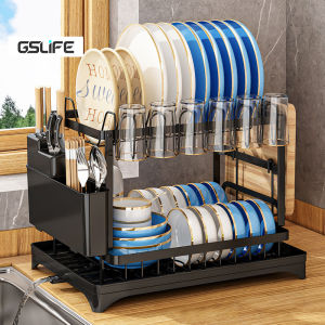 Gslife Kệ Để Chén Bát Đĩa Không Cài Đặt Cần Thiết Thép Carbon Kệ Bếp Đa Năng 4 Trong 1 Thông Minh Tiện Có Khay Hứng Nước