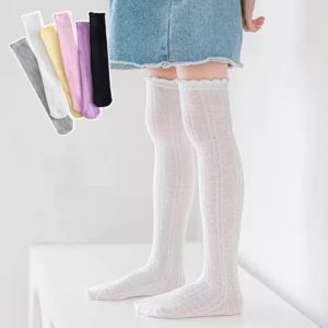 1/2/3pairs Childrens Stockings For Girls Summer Mesh Thin Knee High Baby Long Socks Princess White Black Pink Student Kid Socks