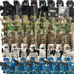 Military building blocks ghost special police small particles of children assembling dolls soldiers jeep weapons