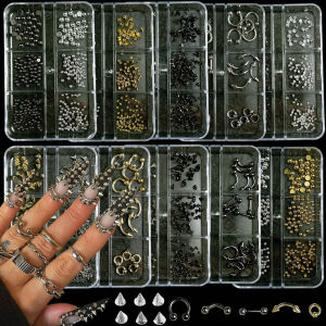 Bộ Trang Trí Móng Tay Bằng Hợp Kim Kiểu Retro Rivet Series Gồm Các Hình Tròn Nhỏ Hình Tam Giác Hình Vuông Hình Nón Nhọn Dùng Để Trang Trí Móng Tay Tự Làm.
