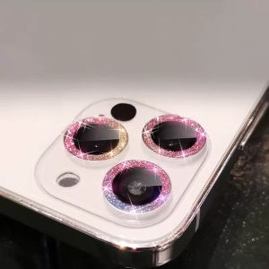 🔥ส่งจากไทยใน24ชม.🔥【1 Set】Sparkling Diamond Camera Lens Protector For iPhone 15 14 Pro Max Plus 13 Pro Max 12 Pro Max Mini 11 Pro Max Bling Rainbow Metal HD Tempered Glass Camera Film Screen Protection Top Seller
