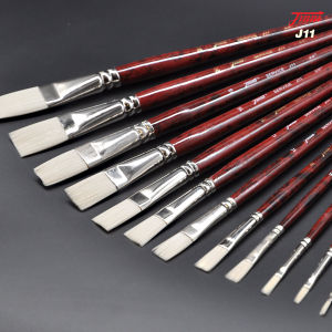 Professional Acrylic Paint Brush J-11 Flat Head Thick Nylon Not Easy to Deform Gold Clay Paintbrush for Oil Painting