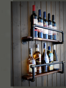 Industrial Style Loft Vintage Personality Water Pipe Iron Art Bar Restaurant Hotel Dining Table Wall Hanging Wine Rack Cabinet