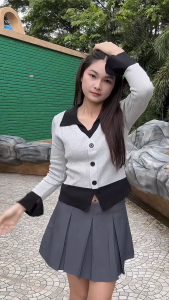 ✨พร้อมจัดส่ง✨ เสื้อไหมพรมแขนยาวคอวี ผ้านิ่มใส่สบาย กระดุมแกะได้ เสื้อคลุมมกันหนาว 🌷🌈