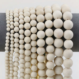 1 Strand Matte Ancient Fossils Natural Stone Off White Round Loose Beads For Jewelry Making Charm DIY Accessories 4/6/8/10/12mm