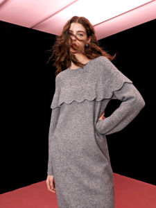 3COLOUR·S | Round Neck Long Sleeve A-Line Womens Dress