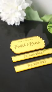 Artkrilik - Custom Nama Akrilik Gold Mahar - Hiasan Pajangan Mahar 7 x 7 cm - Aesthetic