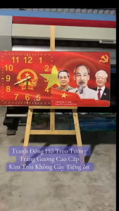 Tranh đồng hồ ảnh Bác treo tường tráng gương cao cấp Đồng hồ Decor phòng khách đủ kích cỡ thiết kế mẫu theo yêu cầu