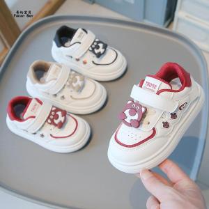 Cartoon Bear Childrens Sneakers Boys Sports Shoes Girls Flat Shoes Spring Autumn Baby White Shoes round Toe Magic Tape
