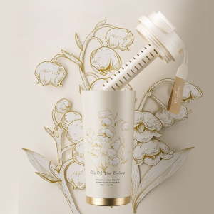 PARACITY Stainless Steel Coffee Cup Lily Of The Valley Design With Tea Insulated Vacuum Cup Travel Portable Leakproof Coffee Cup