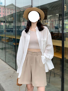 Summer White Sun Protection Shirt Tencel Chiffon Long Sleeves Shirt Baggy Coat Womens Slim Looking Easiest for Match Texture Stylish
