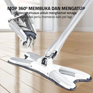 [GRATIS DUS] VansTar Mop Pel Magic X-Shape V-0016 Otomatis dengan Kain Microfiber Stainless untuk Lantai