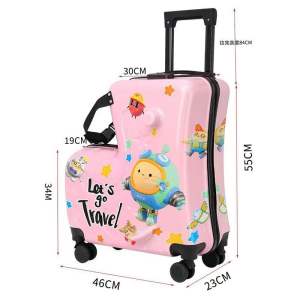 20inch Children Ride On Seat Luggage Travel L Shape Color Trolley Case