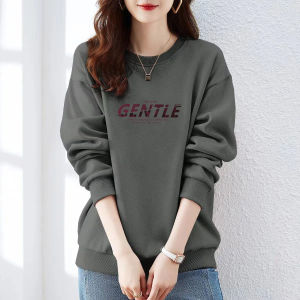 เสื้อสเวตเตอร์คอวีแขนยาวผ้าฝ้ายแท้สำหรับผู้หญิง ทรงหลวม ปกติ ฤดูใบไม้ร่วง 2024 เสื้อผ้าทำงานแบบลำลอง ปกติ