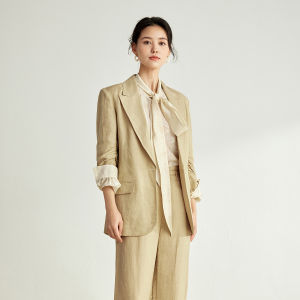 Inman French Style Commute Linen Blazer Jacket Womens New Autumn 2025 Small Suit Outerwear Pure Color Business Casual
