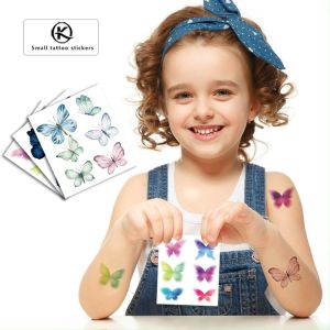 Stiker Tato 10.5X12cm Glitter Stiker Tato Anak-anak Stiker Tato Kupu-kupu Fantasi Glitter Stiker Wajah Sudut Mata Warna-warni Stiker Kosmetik Gaya Ins Kelas Atas