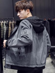 ROMON | Lormen Mens Corduroy Jacket Spring Autumn New Fashion Brand High-End Hooded Zipper Open Cardigan Sweatshirt Outerwear