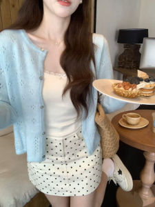 Áo Len Dệt Kim Chống Nắng Mỏng Cho Nữ Mùa Hè 2025 Áo Khoác Ngoài Cổ Tròn Dài Tay Dáng Rộng Phong Cách Hàn Quốc Thường Ngày