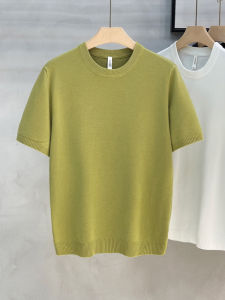 Áo Thun Nam Cổ Tròn Dệt Kim Chống Bong Lông Cừu Mùa Xuân Thu Tay Ngắn Màu Trơn Đơn Giản Cơ Bản Đi Làm Thường Ngày