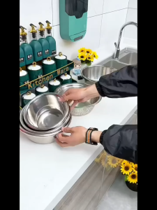 Thau inox 201 loại dày sâu lòng đựng dầu chất lỏng dùng cho nhà bếp (TV286)