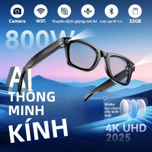 Kính Thông Minh WiFi Dành Cho Nam Camera 4K UHD 32GB 800W Pixel Chống Rung Dịch Thuật AI Chống Ánh Sáng Xanh Tương Thích Bluetooth