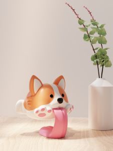 Cute Corgi Shiba Inu Creative Dog Licking Office Desk Surface Panel Decoration Car Center Console Decoration Boyfriend/Girlfriend Gift