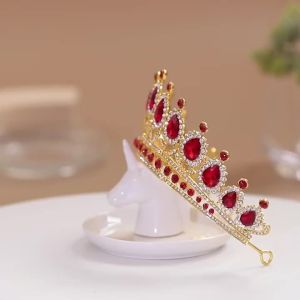 Pha Lê Đỏ Tiara Dây Đeo Đầu Dành Cho Nữ Kim Cương Giả Tiệc Cưới Cô Dâu Vũ Hội Phụ Kiện Tóc Dễ Thương Lãng Mạn Hợp Kim Kẽm Vương Miện