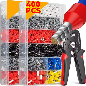 400PCS Tubular Crimp Terminals Insulated Cord Pressed Insulated Termina Wire Cable Connector Ferrules Insulated Connector Crimp Sleeve