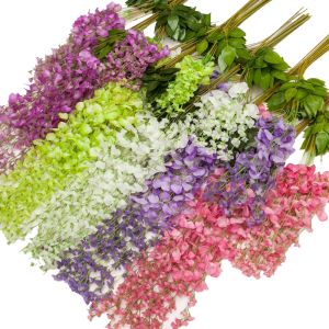 12Pcs Thicken Artificial Flowers Wisteria Flower Vine Silk Garland Arch Wedding Home Garden Flower Art DIY Living Room Office Decoration(New thickened upgrade 110cm/45in)