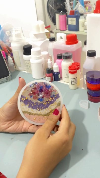 Cetakan Resin Coaster Tatakan Gelas Bentuk Hexagon Bulat Square Bahan Silicone Karet Silikon Lentur