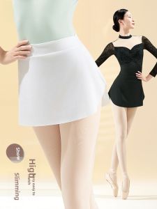 Adult Ballet Dance Practice Uniform Yoga Half-length Skirt Womens Dancewear Gymnastics Outfit Teacher Skirt Side Slit Shortie