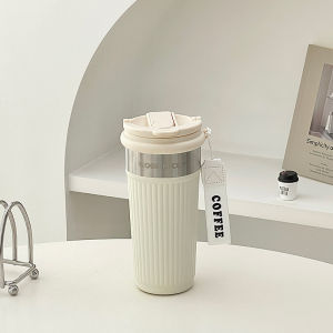 Elegant Portable Thermal Cup with Straw