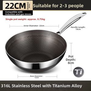 RONGCHUAN | Non-Stick Titanium Honeycomb No Coating Frying Pan For Induction Cooker