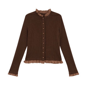 Lace Trim Lazy Design Knitted Cardigan