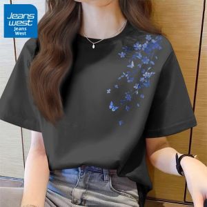 Jeanswest | Áo Thun Cotton Tay Ngắn Màu Hải Quân