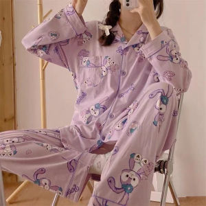 Sweet Princess Style Long Sleeve Sleepwear Set for Women Autumn New Arrival Home Clothes Student Cute Design Cotton Polyester