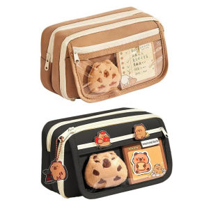 9-Layer Capybara with Stickers Kawaii Zipper Large Capacity Capybara Stationery Holder Bag Supplies