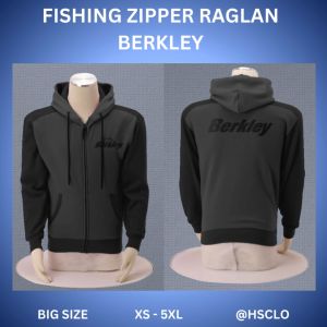 Zipper Hoodie Jumper Raglan HSCLO Mancing Berkley Warna Abu Misty Tua Bahan Fleece Jaket Lengan Panjang Ukuran Jumbo Big Size XS S M L XL XXL 3XL 4XL 5XL