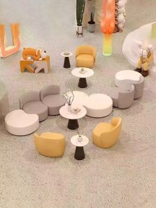Childrens Sofa Stool Nursery School Relaxation Area Hotel Casual Reception Combination Sofa Table Chair Set Beauty Salon