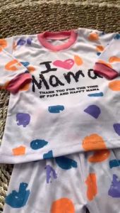 setelan baju bayi anak perempuan 3-18 bulan motif i love mama