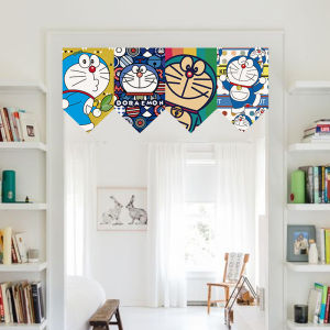 Japanese-Style Cartoon Kitchen Covering Bedroom Half Door Curtain Velcro Partition Small Door Curtain Short Curtain Door Head Hanging Curtain Decoration