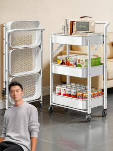JOYBOS | Carbon Steel Foldable Multi-tier Storage Cart No Assembly Required For Snacks & School Bags