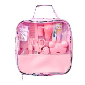 13 Pieces Baby Care Set Newborn Hair Comb Nails Trimmer Manicure Scissor Nasal Aspirator and Brush Tools AccessoriesPink,Blue