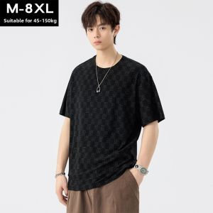 Cooling Short Sleeve T-Shirt Mens Casual round Neck plus Size American Trendy Brand Summer Loose Fit Polyester Spandex Blend