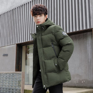 Winter New Cotton Coat Mens Mid Length Long Length K-style Trendy Fur Collar Warm down Cotton Jacket Workwear Cotton-Padded Jacket Fashion Brand Coat